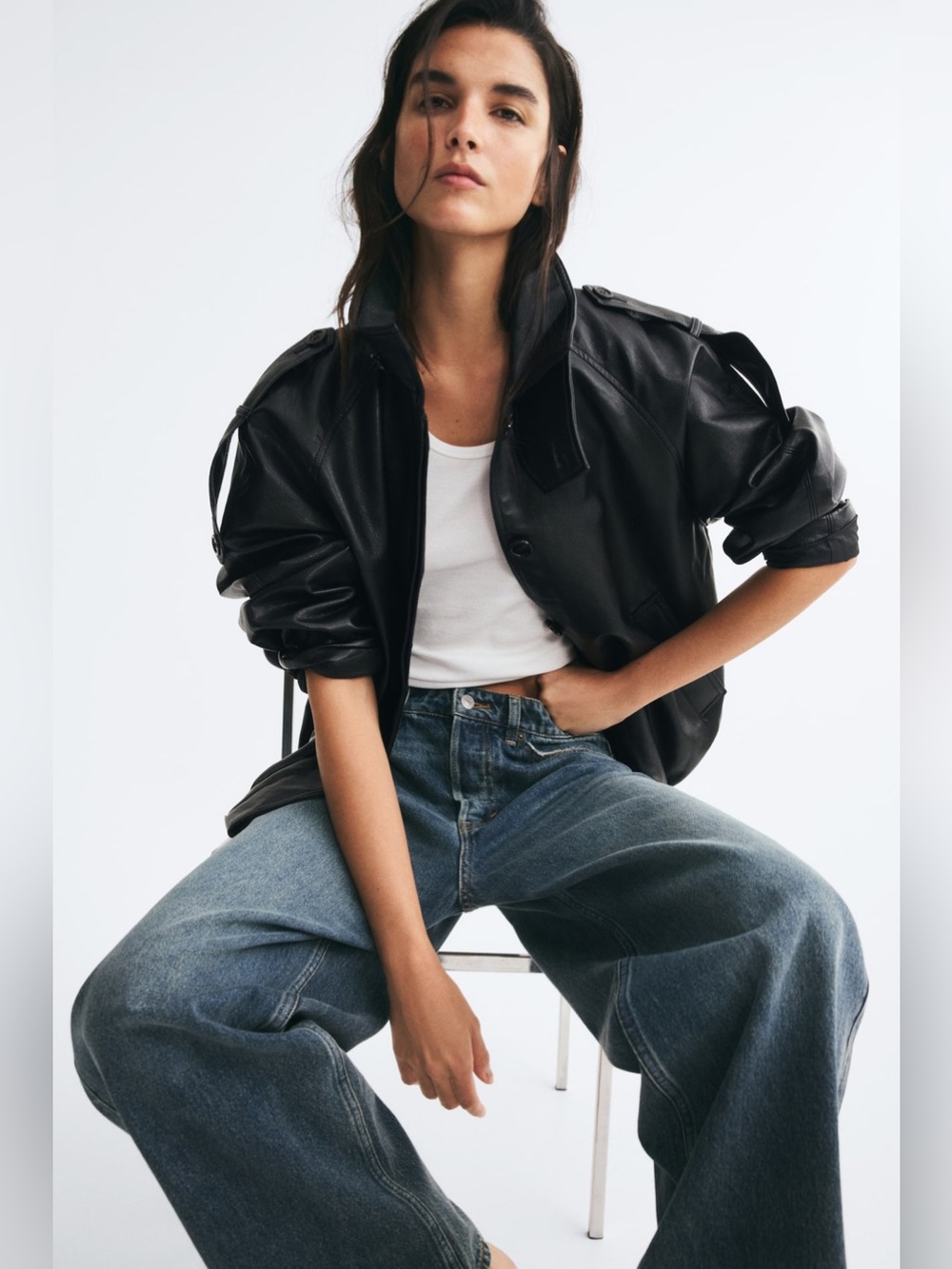 H&M OVERSIZED COATED JACKET women